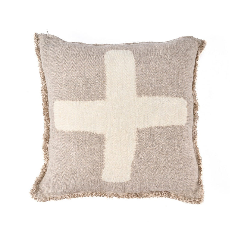 Dimensions Housse de coussin Ivory Cross en lin greige 50x50 cm
