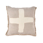 Housse de coussin Ivory Cross en lin greige 50x50 cm