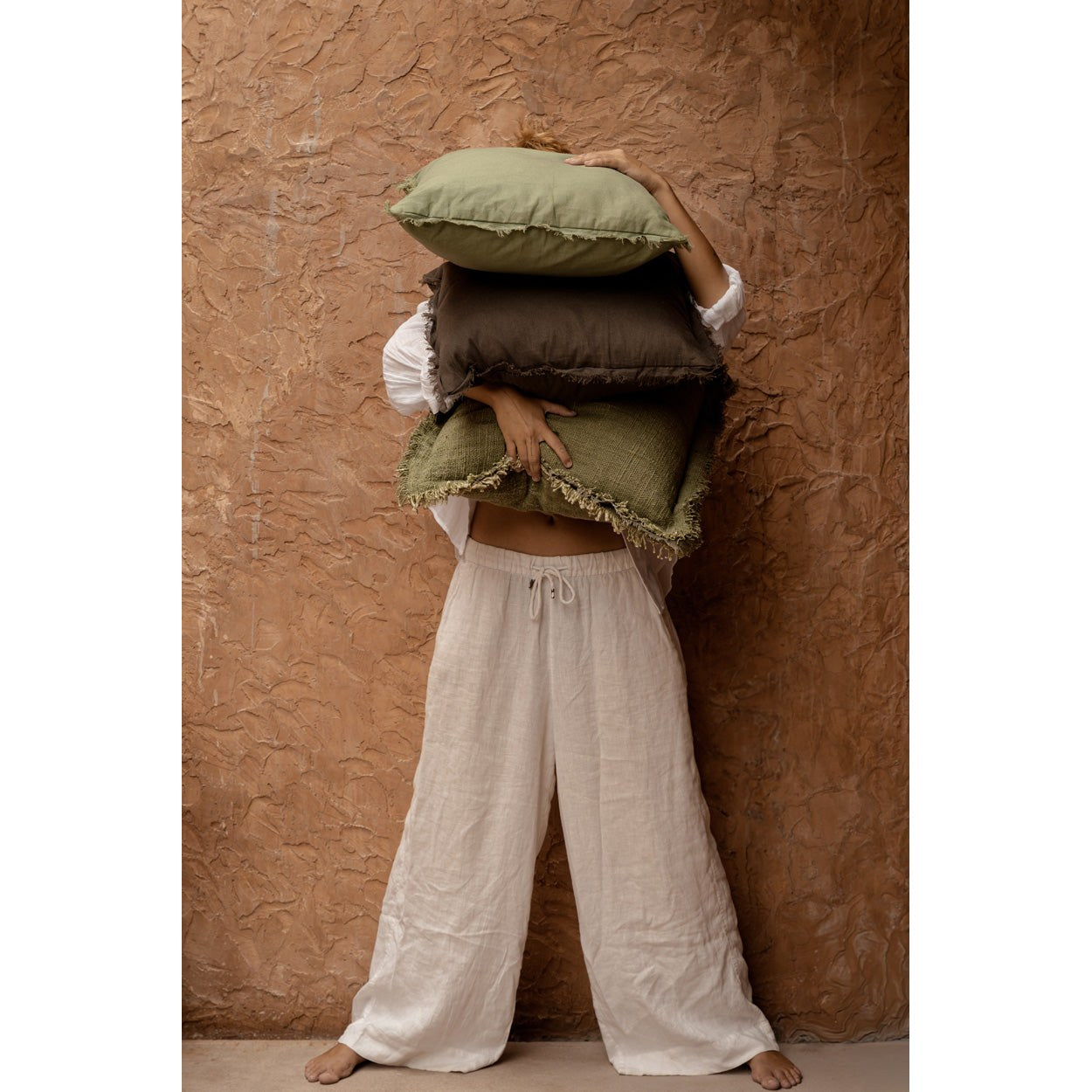 Housse de coussin Minty Fresh en lin vert sauge 50x50 cm, vue 6