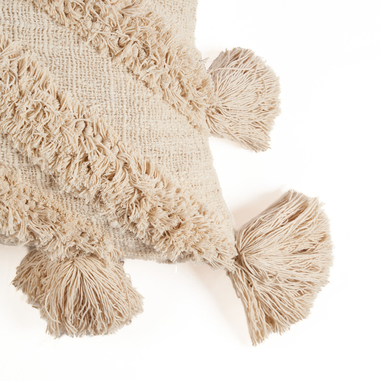 Housse de coussin Nomad Tassel en coton écru 35x60 cm, vue 5
