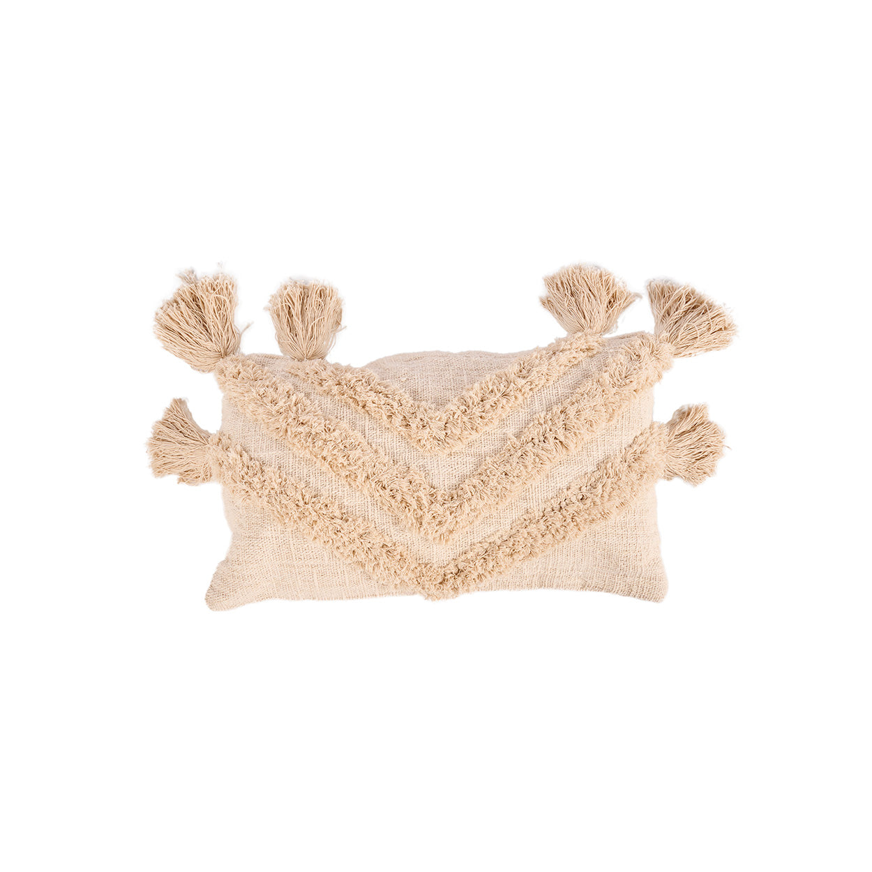 Housse de coussin Nomad Tassel en coton écru 35x60 cm, vue 6