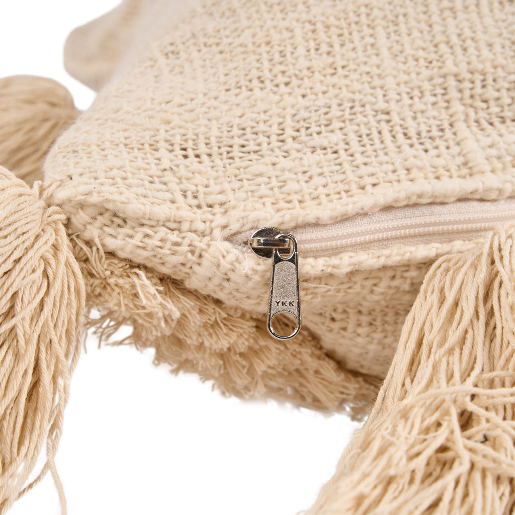 Housse de coussin Nomad Tassel en coton écru 35x60 cm, vue 7