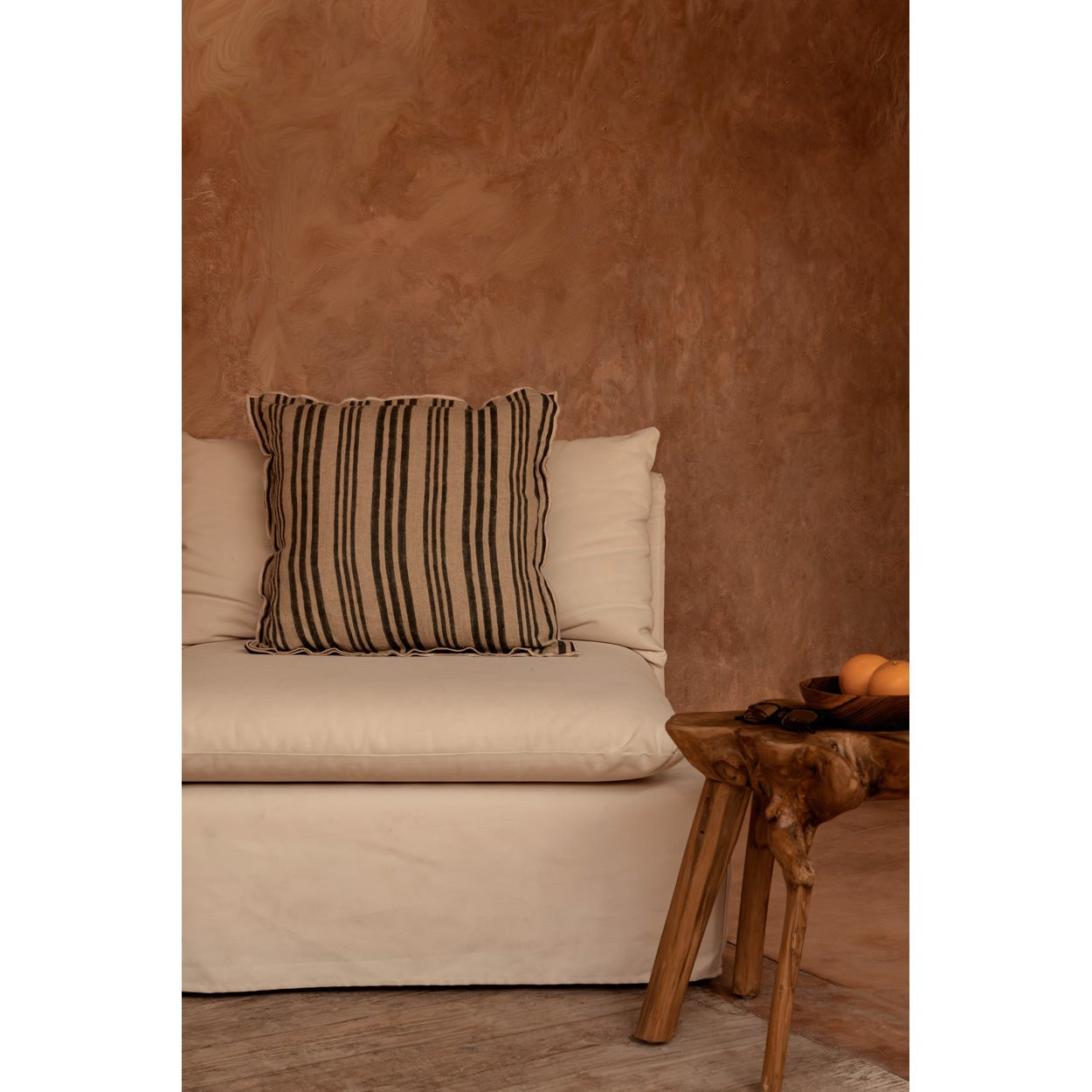 Housse de coussin Nordic Stripe en lin rayé vert ardoise 50x50 cm, vue 3
