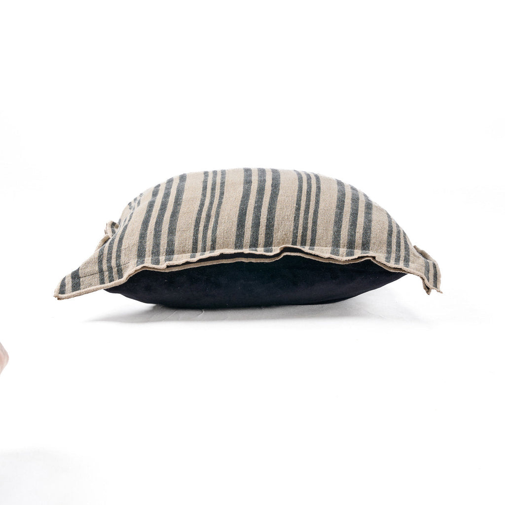 Housse de coussin Nordic Stripe en lin rayé vert ardoise 50x50 cm, vue 7