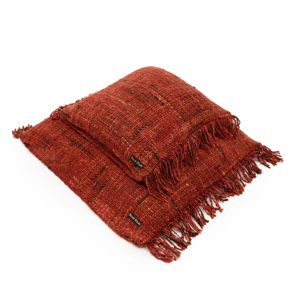 Housse de coussin Oh My Gee en coton rouge brique 60x60 cm, vue 3