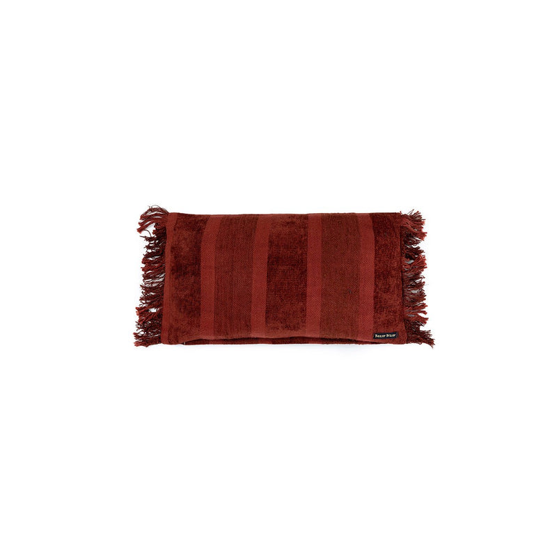 Dimensions Housse de coussin Oh My Gee en velours brique rayé 30x50 cm
