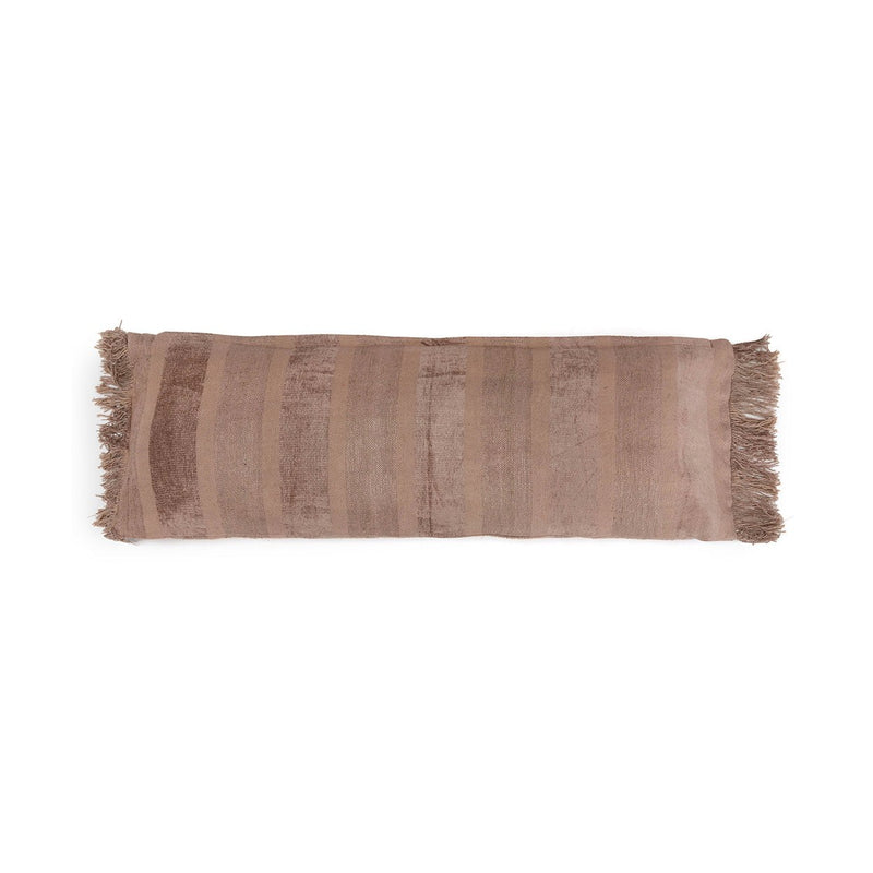 Dimensions Housse de coussin Oh My Gee en velours taupe rayé 35x100 cm