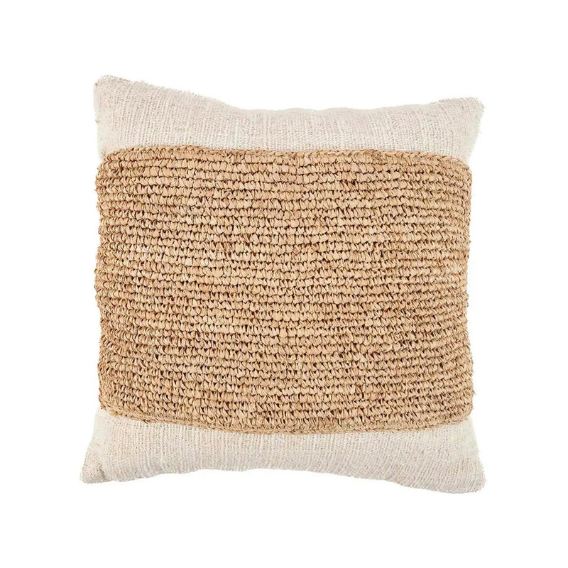 Dimensions Housse de coussin Raffia Stamp en coton et raphia 50x50 cm