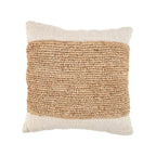 Housse de coussin Raffia Stamp en coton et raphia 50x50 cm