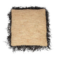 Housse de coussin en raphia naturel à frange noire 60x60 cm