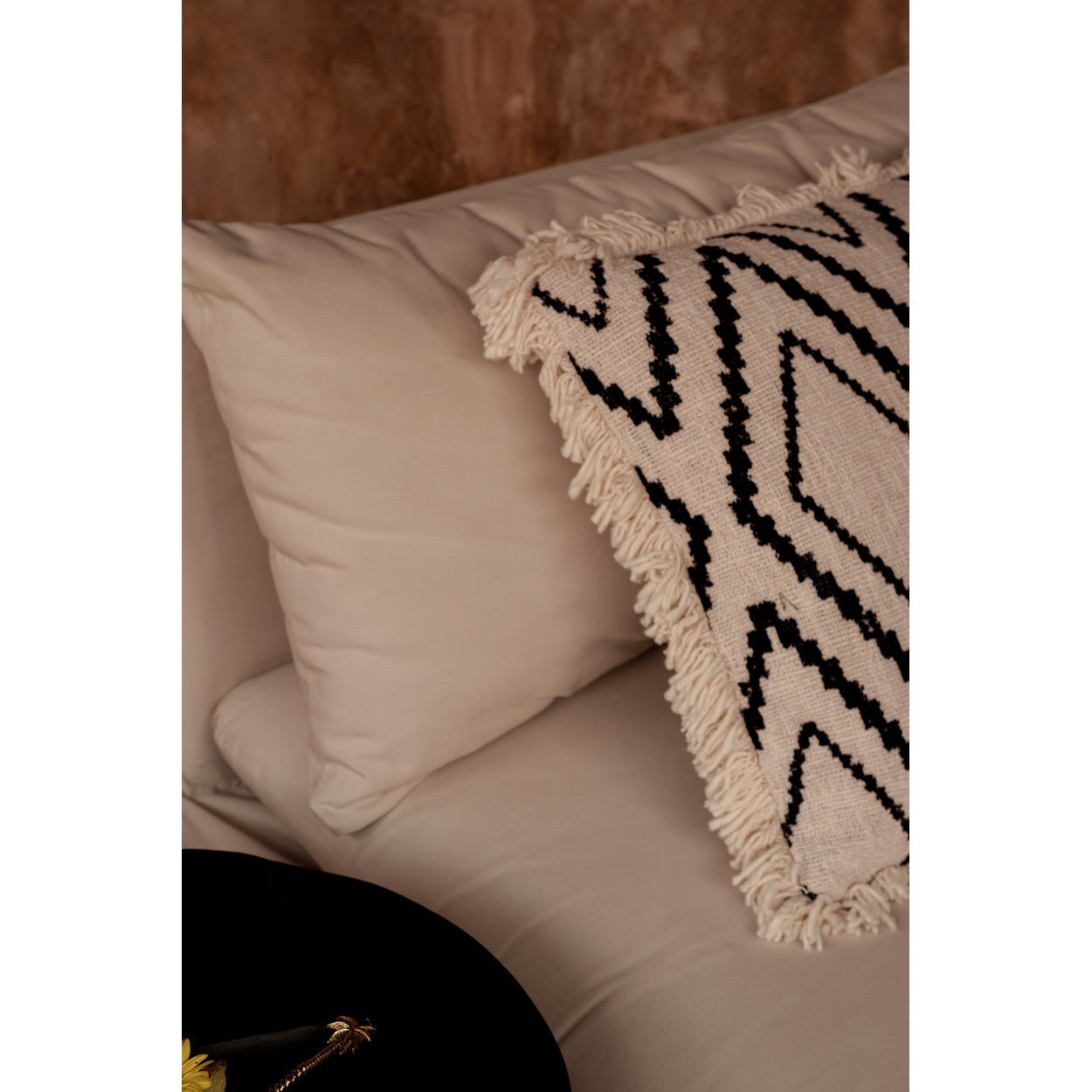 Housse de coussin Sahara Diamond en coton écru 50x50 cm, vue 5
