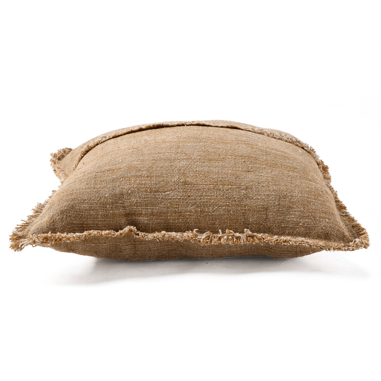 Housse de coussin Sahara Fringe en lin caramel 50x50 cm, vue 4