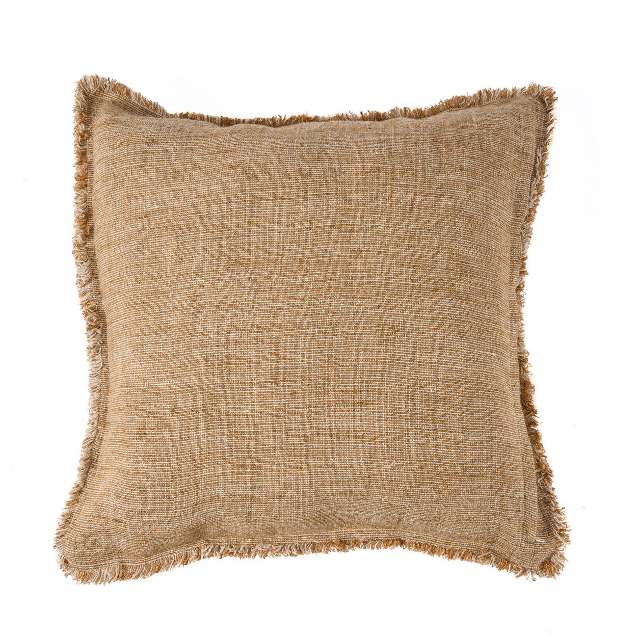 Housse de coussin Sahara Fringe en lin caramel 50x50 cm, vue 5