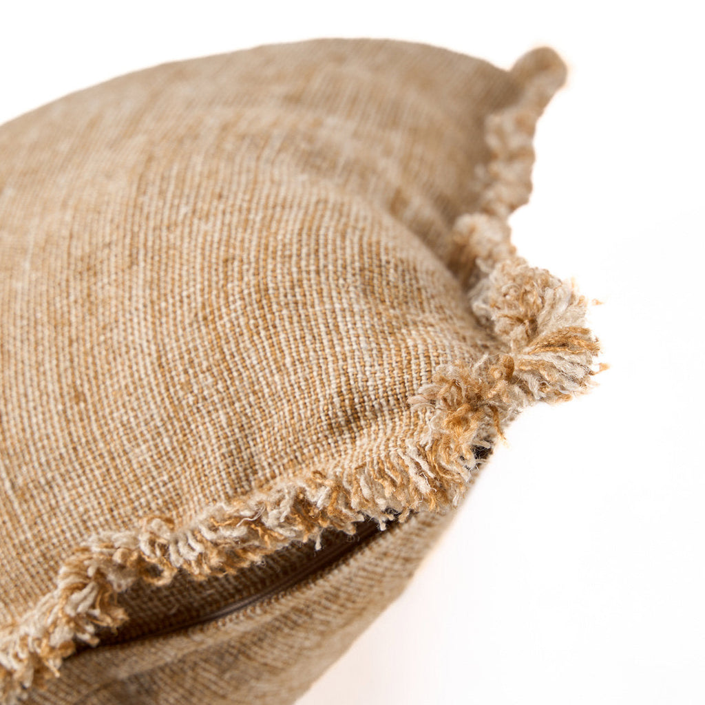 Housse de coussin Sahara Fringe en lin caramel 50x50 cm, vue 8