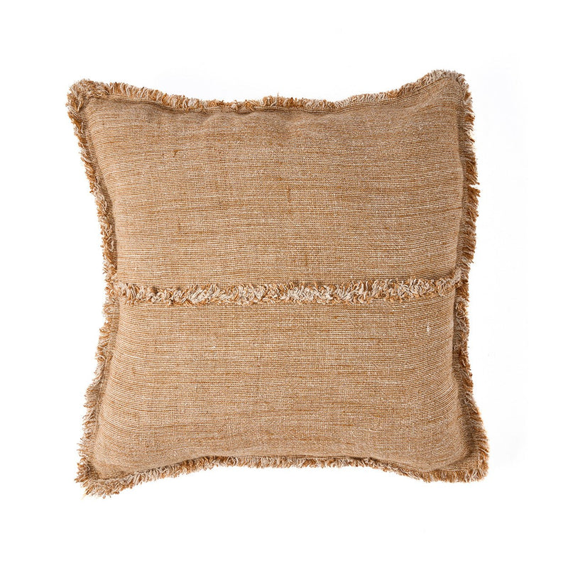 Dimensions Housse de coussin Sahara Fringe en lin caramel 50x50 cm
