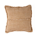 Housse de coussin Sahara Fringe en lin caramel 50x50 cm