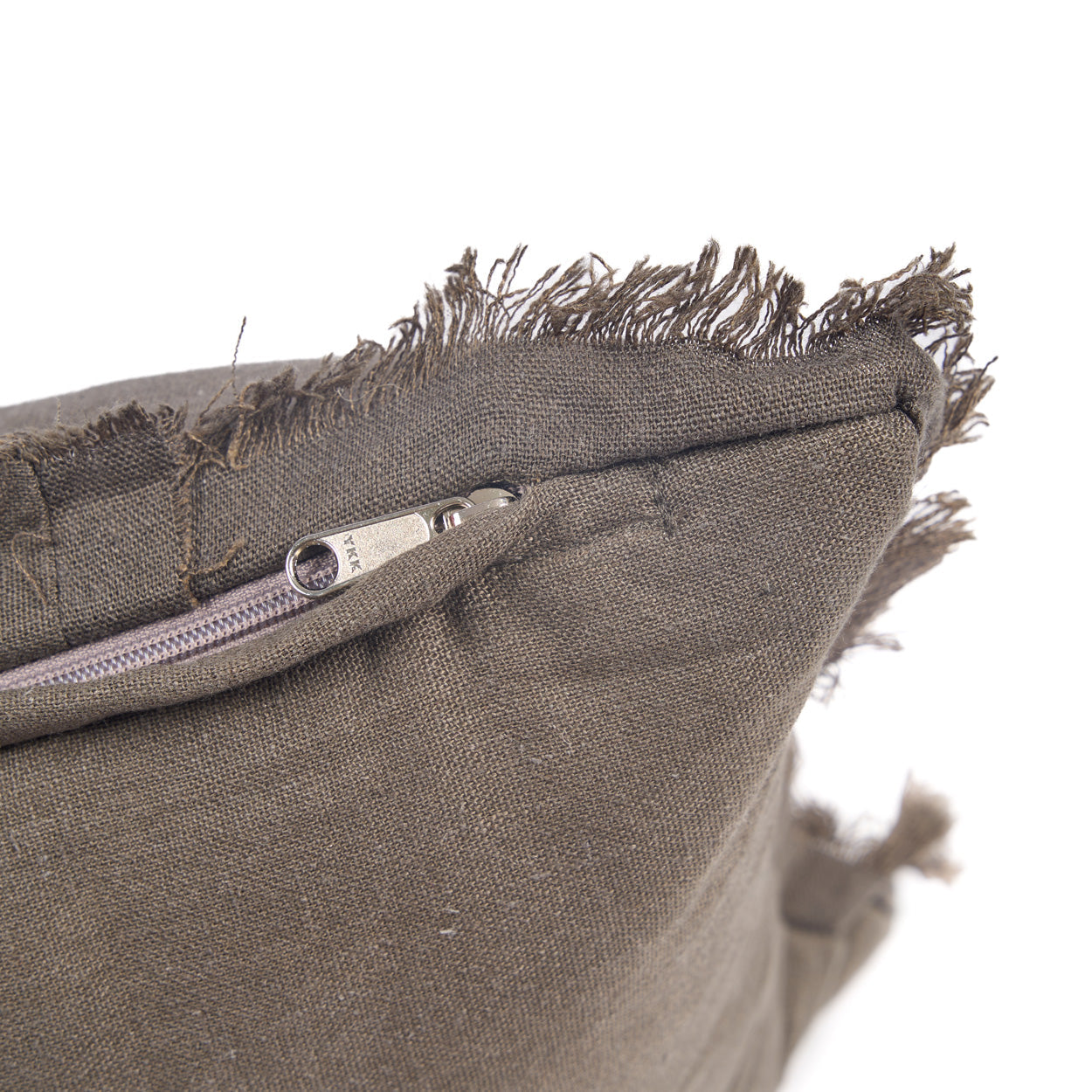 Housse de coussin Smoky Vibe en lin taupe 30x50 cm, vue 3