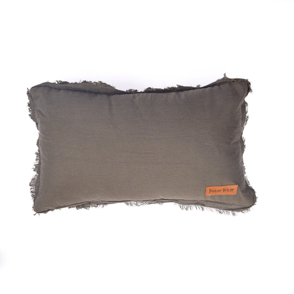 Housse de coussin Smoky Vibe en lin taupe 30x50 cm, vue 5