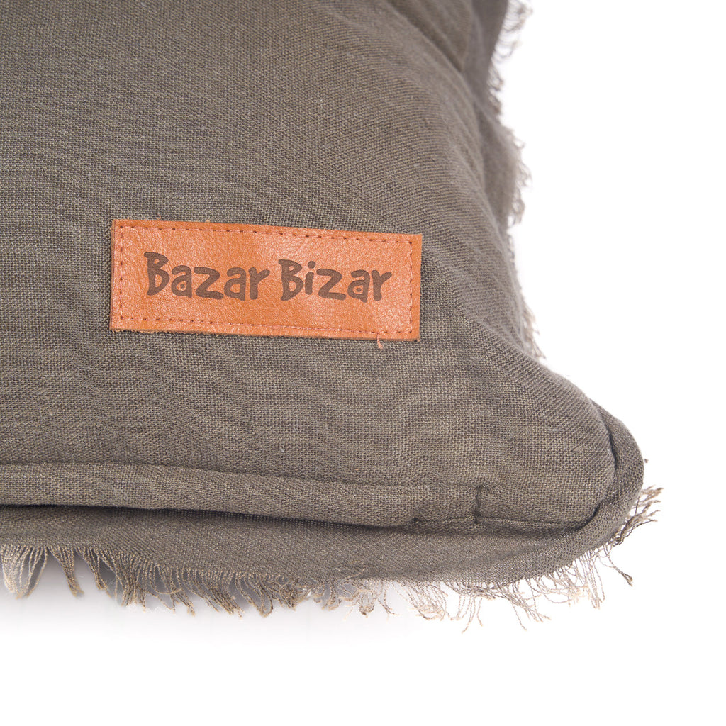 Housse de coussin Smoky Vibe en lin taupe 30x50 cm, vue 7