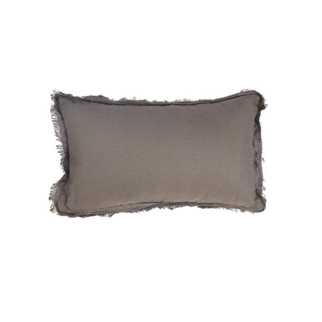 Housse de coussin Smoky Vibe en lin taupe 30x50 cm