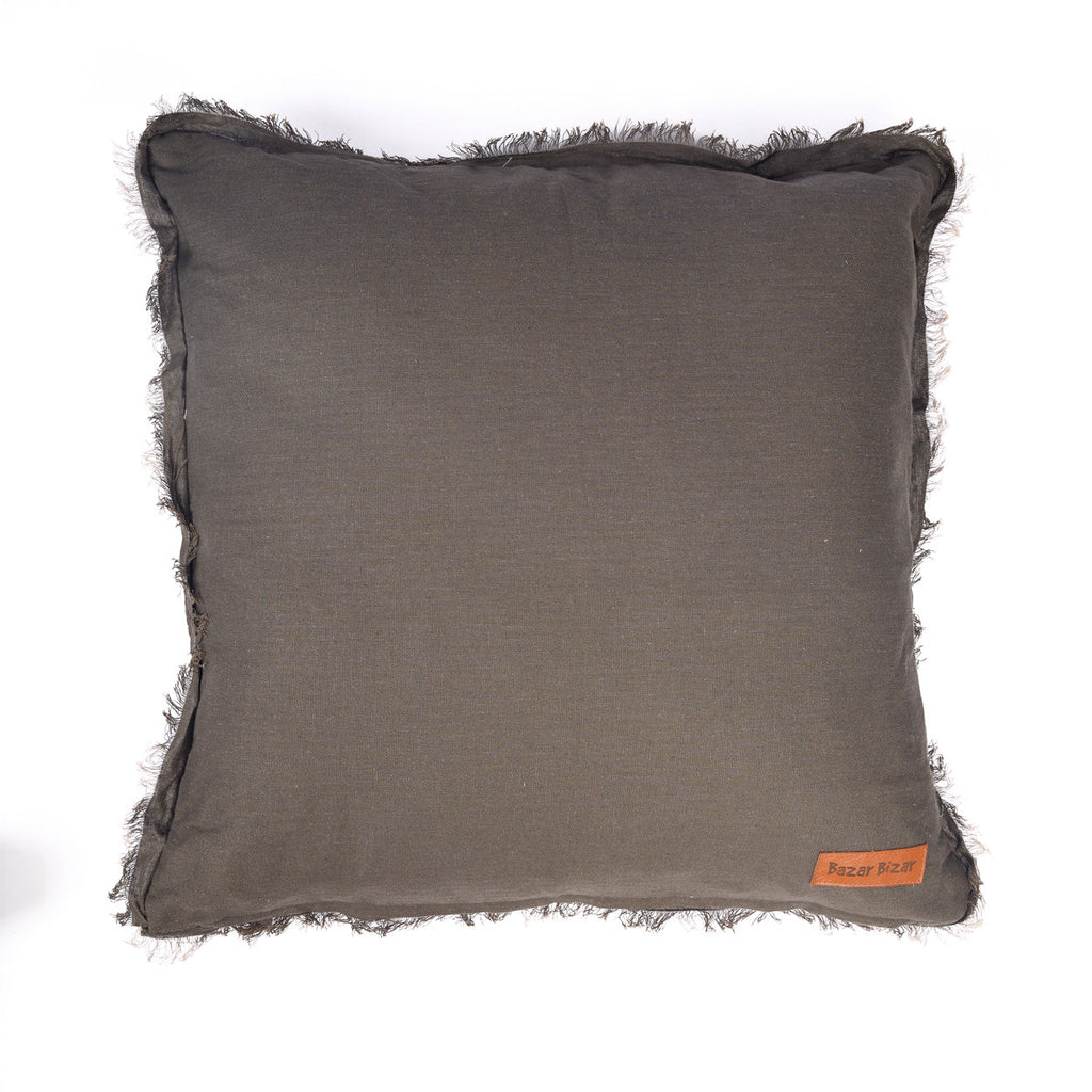 Housse de coussin Smoky Vibe en lin taupe 50x50 cm, vue 7