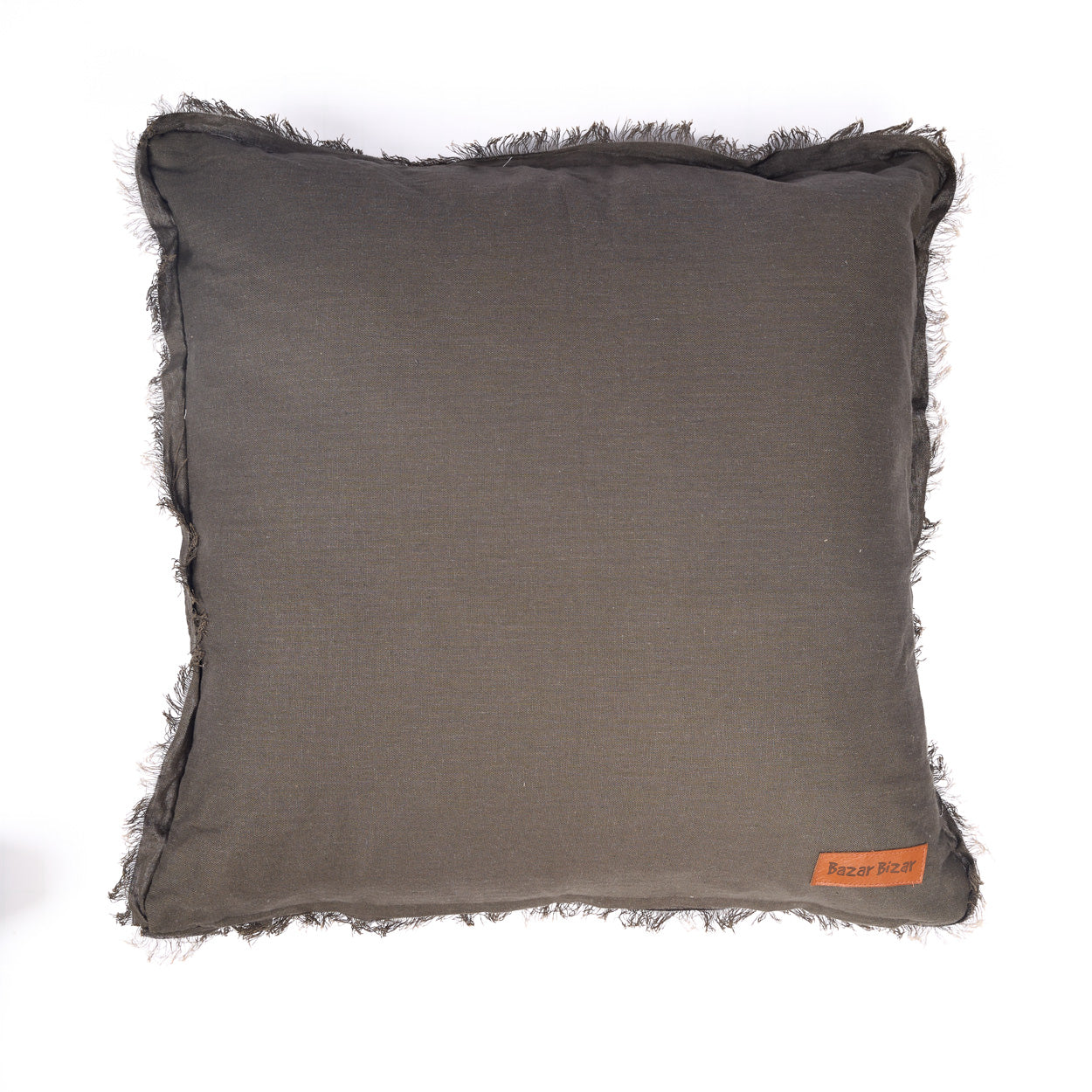 Housse de coussin Smoky Vibe en lin taupe 50x50 cm, vue 7