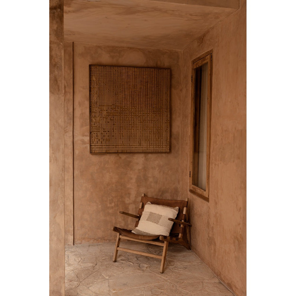 Housse de coussin Threads en lin blanc et naturel 50x50 cm, vue 4