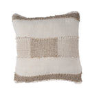 Housse de coussin Threads en lin blanc et naturel 50x50 cm