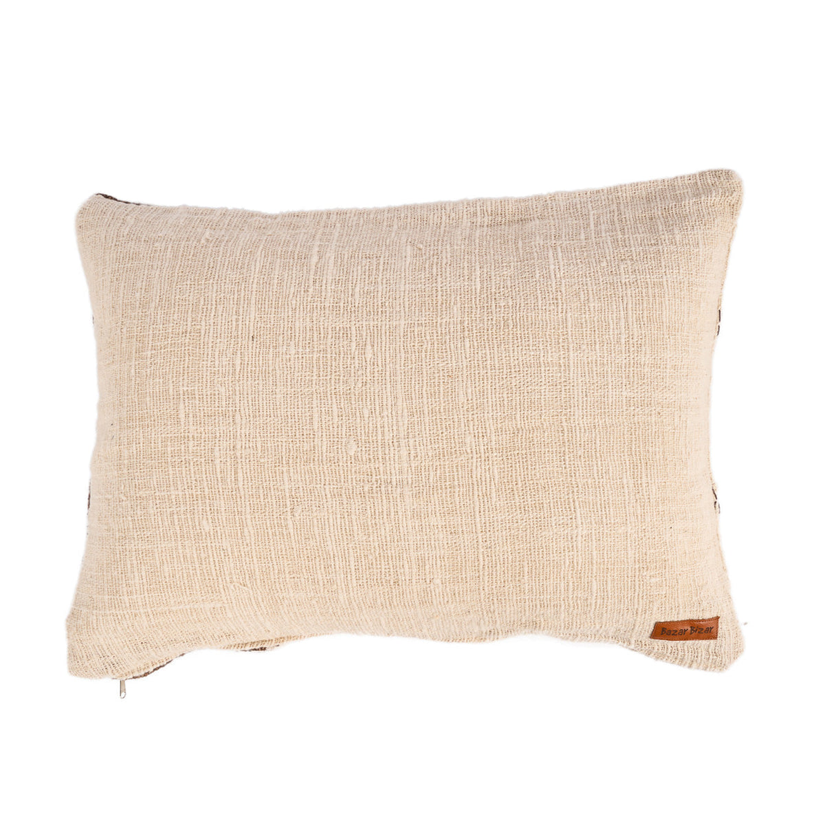 Dos en coton écru uni de la housse de coussin Cocoa Patchwork