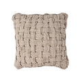 Housse de coussin Crosier de face en larges bandes de lin naturel entrelacées