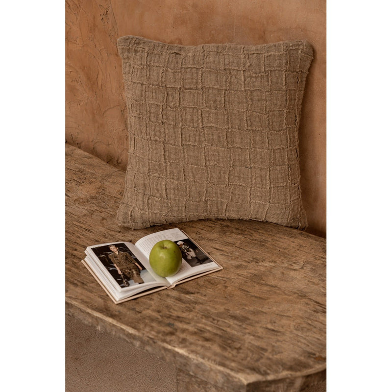 Dimensions Housse de coussin Damier en lin naturel 50x50 cm