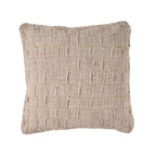 Housse de coussin Damier en lin naturel vue de face avec son quadrillage de carrés en relief