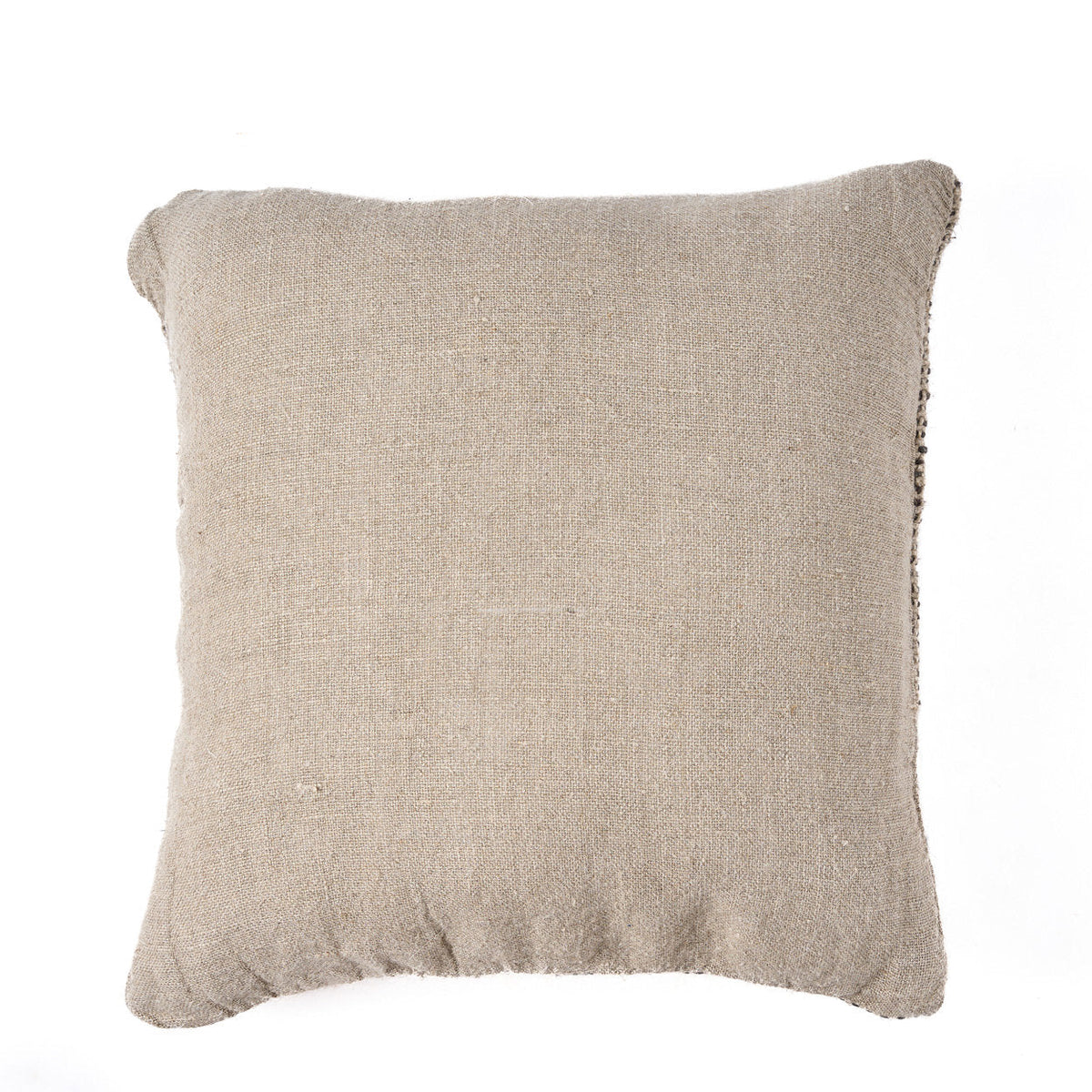 Dos de la housse de coussin Grain en lin uni écru à trame serrée