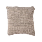 Housse de coussin Grain en lin chiné écru et anthracite vue de face avec sa glissière sur le bord haut
