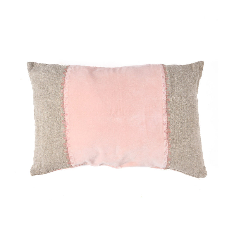 Dimensions Housse de coussin Velvet Divorce lin et velours rose 30x50