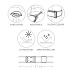 Icônes caractéristiques housse Luxury Cover ventilation velcro hydrofuge UV ajustable