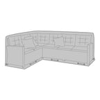 Schéma utilisation housse Luxury Cover sur canapé d'angle avec système ajustable