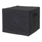 Petite housse Luxury Cover noire carrée pour table basse ou pouf de jardin avec poignée sur fond blanc