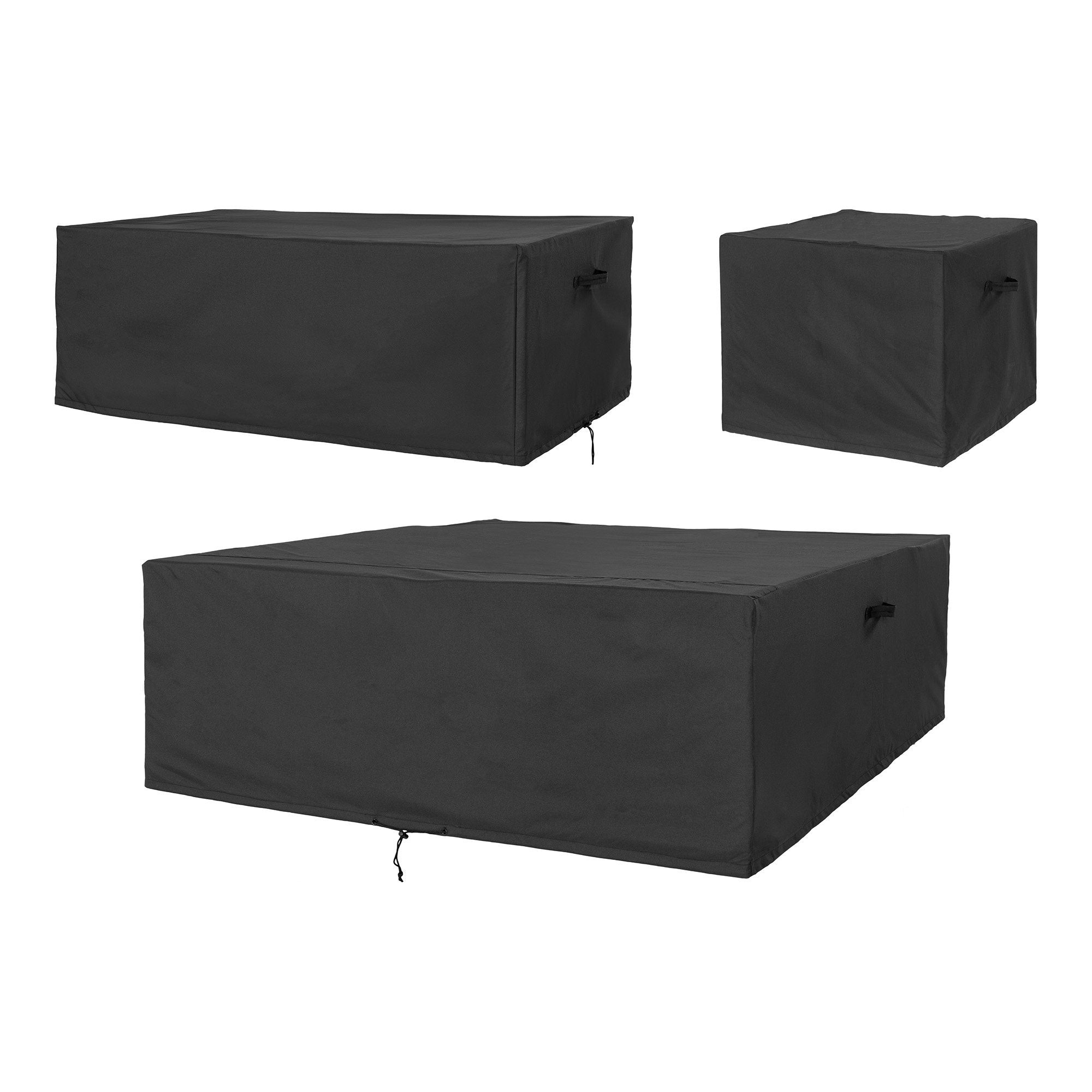 Set 3 housses Luxury Cover noir pour salon modulable, vue ensemble fond blanc