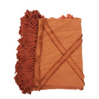 Jeté de lit Berber en coton terracotta à bandes effilochées 240 x 300 cm, vue 6