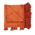 Jeté de lit Berber en coton terracotta à bandes effilochées 240 x 300 cm