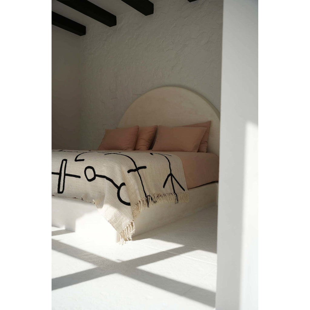 Jeté de lit Evil Eye en coton écru à motif noir 128 x 240 cm, vue 5