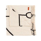 Jeté de lit Evil Eye en coton écru à motif noir 128 x 240 cm