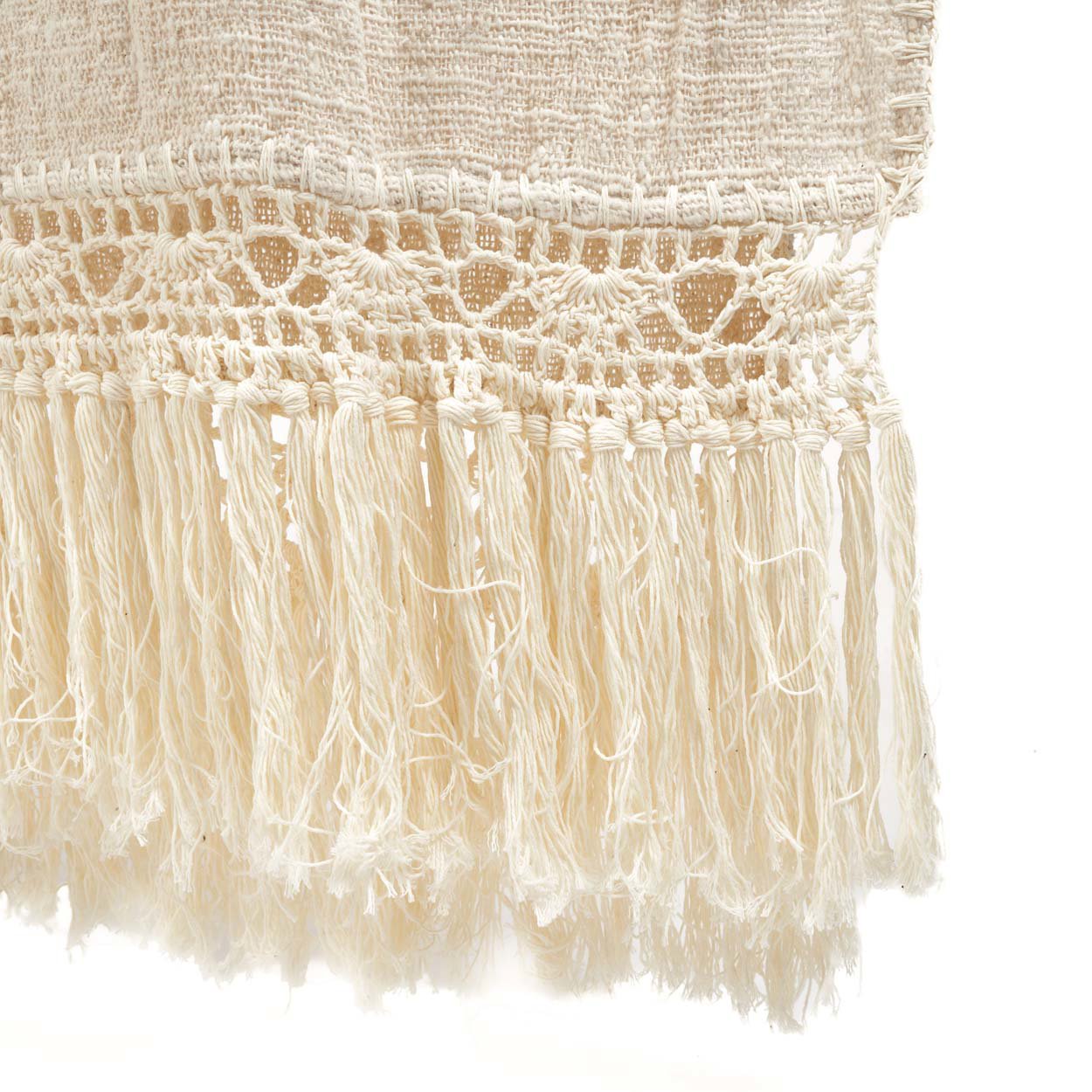 Jeté de lit Gypsy en coton écru à frange macramé 135 x 270 cm, vue 6