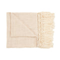 Jeté de lit Gypsy en coton écru à frange macramé 135 x 270 cm