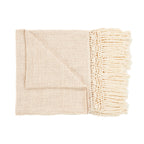 Jeté de lit Gypsy en coton écru à frange macramé 135 x 270 cm