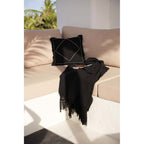Jeté de lit Gypsy en coton noir à frange macramé 122 x 260 cm, vue 4