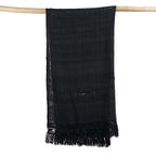 Jeté de lit Gypsy en coton noir à frange macramé 122 x 260 cm, vue 5