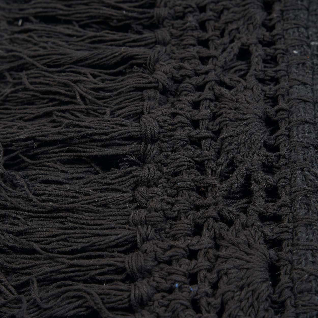 Jeté de lit Gypsy en coton noir à frange macramé 122 x 260 cm, vue 6