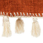Jeté de lit Stitch en coton terracotta surjeté écru 126 x 246 cm, vue 4